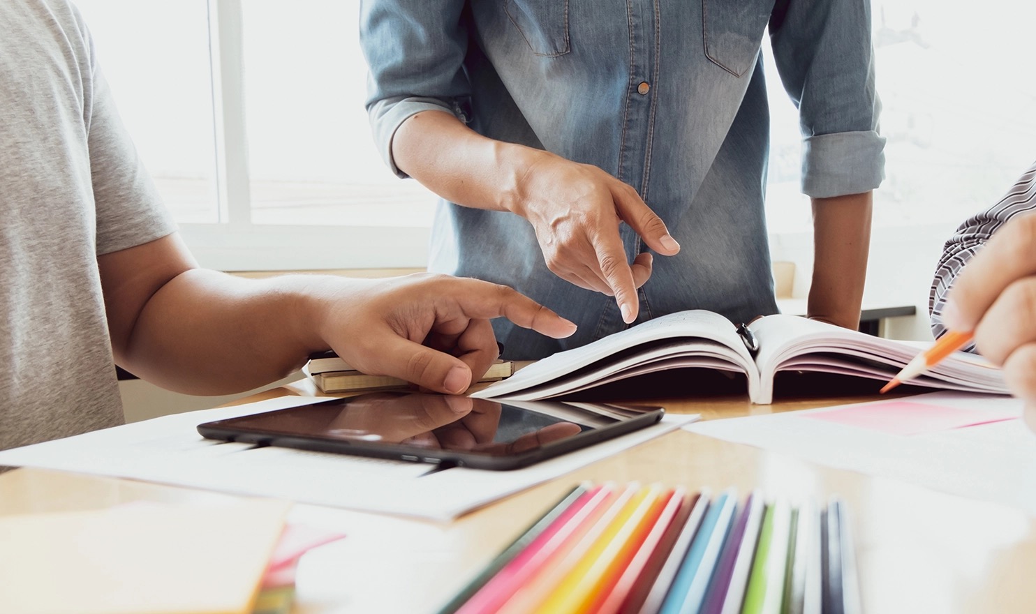 School leaders collaborating on curriculum and school improvement planning.